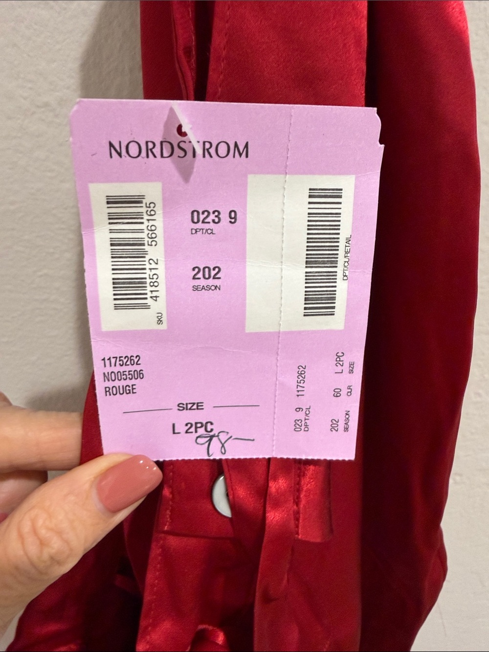 Vintage Nordstrom Silk Red Drawstring Lounge Pants - Picture 5 of 5